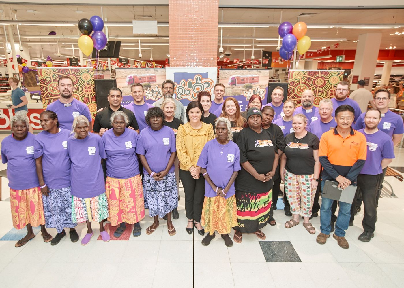 Hon Natasha Fyles Chief Minister of the Northern Territory (centre) at the launch of the 2022 Purple House fundraising campaign at Coles Darwin CBD